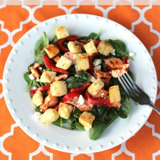 Grilled Salmon Salad with Homemade Croutons