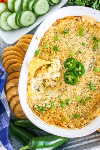 Bacon Jalapeño Popper Dip! | A crowd pleaser! This dip is so creamy! It is like biting into a bacon wrapped jalapeño popper! #appetizer #dip #partyfood