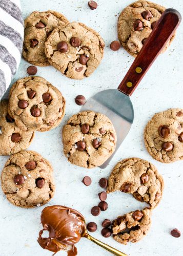 Salted Nutella Chocolate Chip Cookies