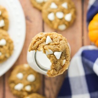 Chewy Pumpkin Oatmeal White Chocolate Chip Cookies