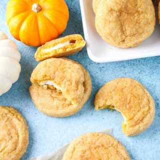 Pumpkin Snickerdoodles with a Cream Cheese Filling